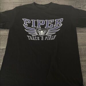 Piper Black Track & Field Graphic Tee, P2P 18”
